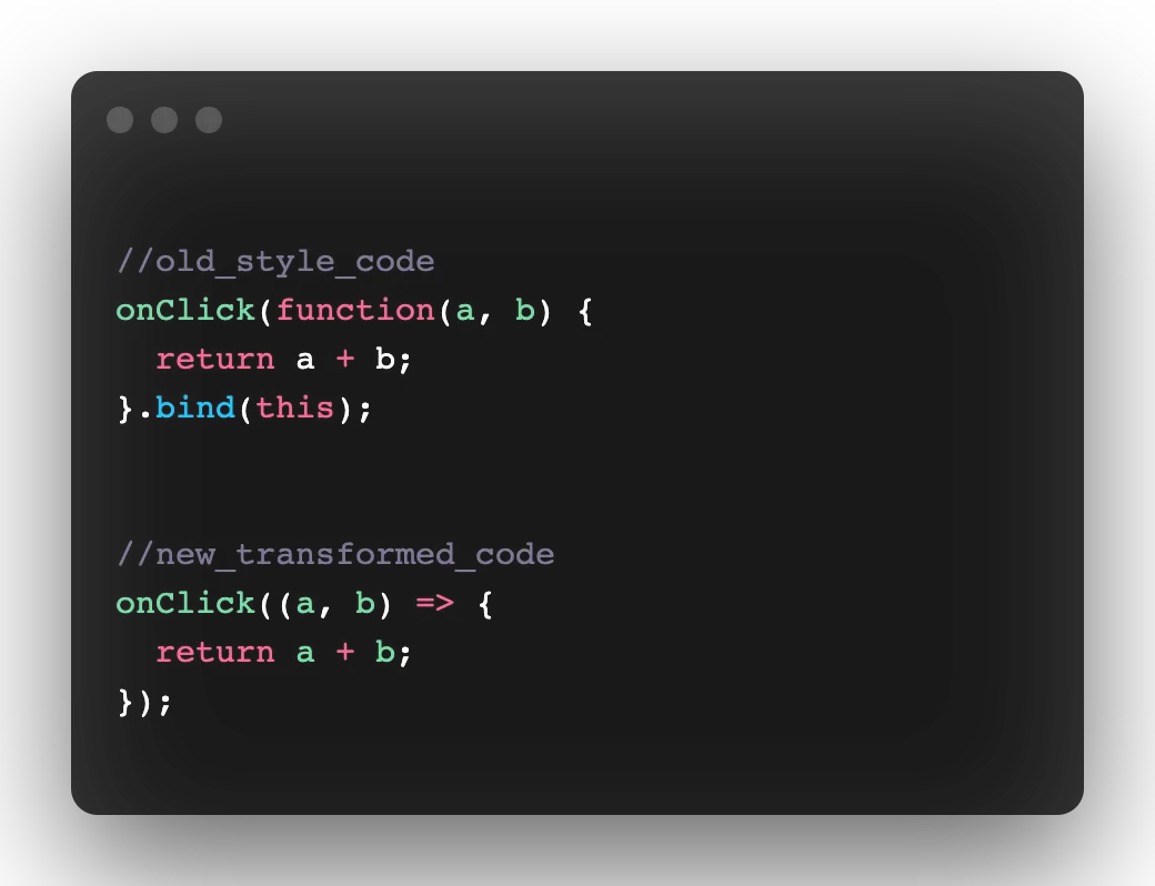 Example of code transformation
